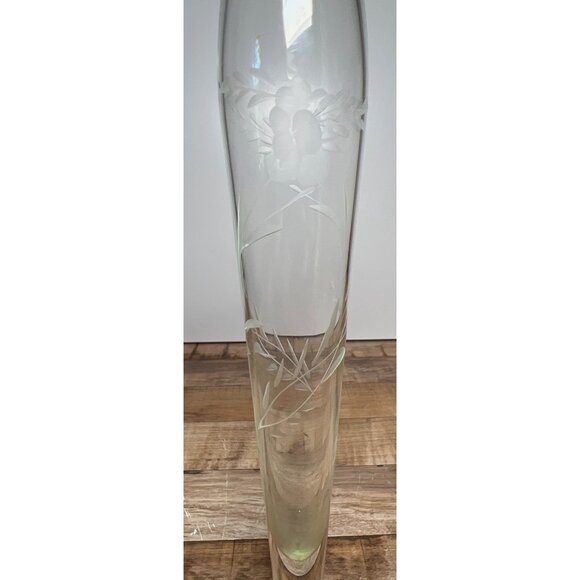 Vintage Duchin Sterling Weighted Silver Base Etched Glass Bud Vase - Picture 2 of 4